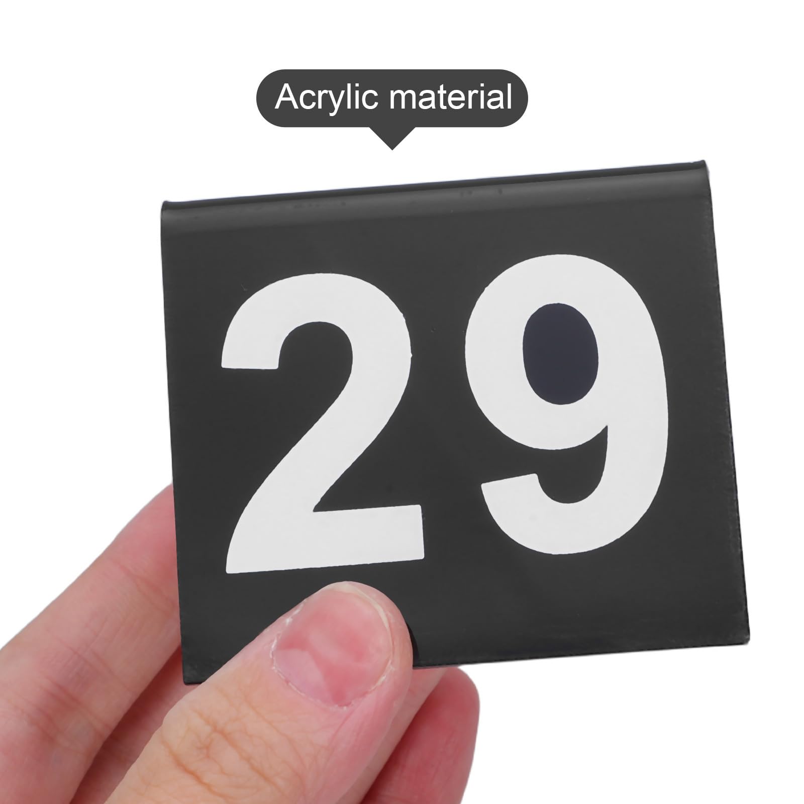 POPETPOP Números de Mesa Acrílicos 1-50, Carteles Triangulares V | Doble Cara Visible, Base Estable, 50 Piezas, Diseño Compacto para Áreas de Comedor Reducidas