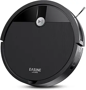 EASINE Robot Aspirador, Succión Potente, Diseño Sin Cepillos, Autorecarga, Mando, Delgado, Silencioso, para Pelo Mascotas & Suelos Duros, E3
