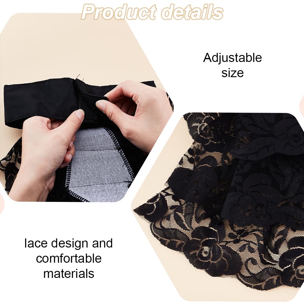 HOBBIESAY Black Jabot Collar Lace Necktie Ruffled Detachable Collar Colonial Costume Accessory for Women Outfits Cosplay Fancy Dress - Image 4