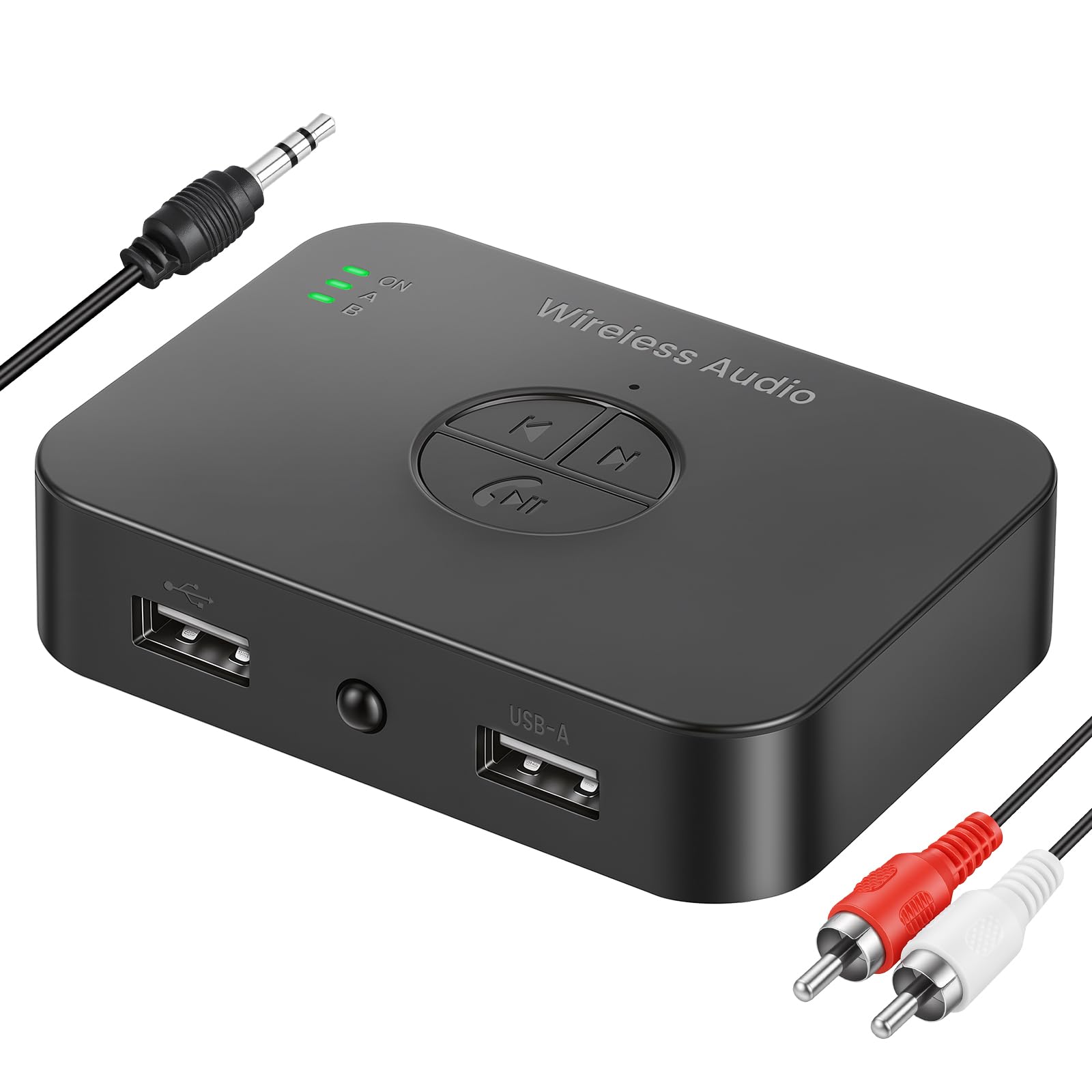Receptor Bluetooth 6.0, Receptor Bluetooth Jack 3.5 RCA, HiFi Sound 4 en 1 Receptors de Audio para Estéreo Oméstico, LDAC/SBC/AAC Audio USB-C Adaptador Compatible con Teléfono Tablet Altavoz