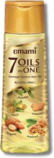 Emami 7 Oils in One Blends Almond Hair Oil Damage Control 200 ml - Natural, Sulphate-Free, Hair Care Hair Damage, Gloss Growth | for Gloss, Care with Kajal Sticker