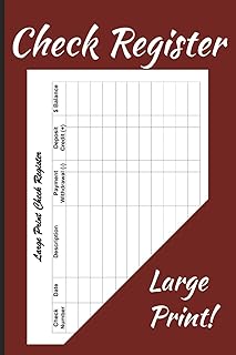 Check Register: A simple, large print, checkbook register to help you keep your Checkbook Balanced. 6 X 9 Landscape Format for Easy Reading and Writing