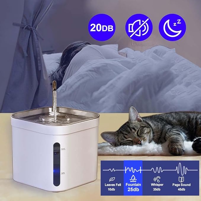 Fuente de Agua para Gatos, Acero Inoxidable, 2.2L miniatura 4