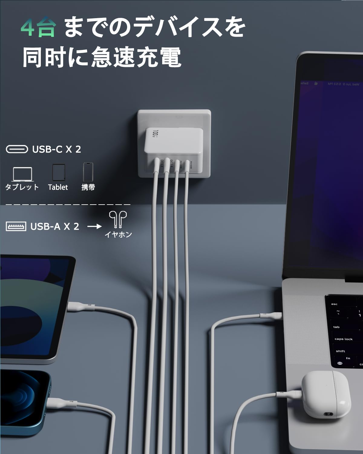 【専用ページ】本体4台 充電器１個 Amazon | 充電器 タイプc 100w PD 急速充電器 4ポート同時充電 軽量