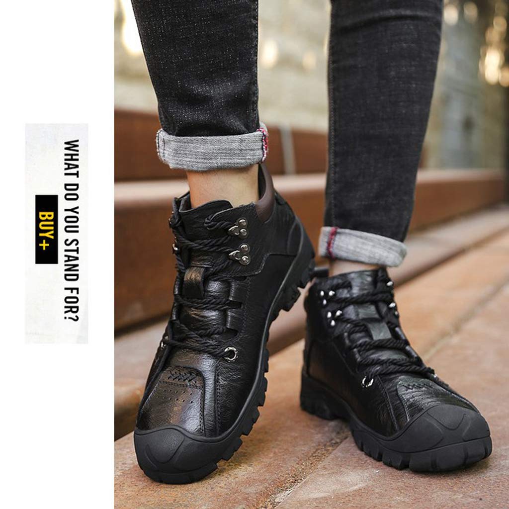 Mens Boots Montañismo,Otoño Invierno Ocio botines bajos ciudad al aire libre fuera de la carretera de la nieve Botas,Black- 42/UK 8/US 8.5