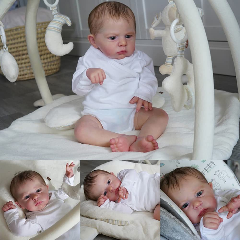 Lonian Lalka Reborn Baby 60 cm, miękkie ciało, realistyczna zabawka dla dzieci (Blue Eyes)