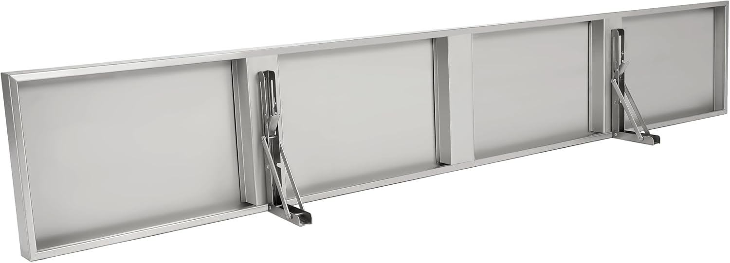 HECASA 6 FT 70.8" L X 11.6" W Folding Concession Window Shelf Food Shelf Food Truck Concession Stand Serving Wall Mounted Shelf for Restaurant Bar Utility Room Kitchen Garage Stainless Steel