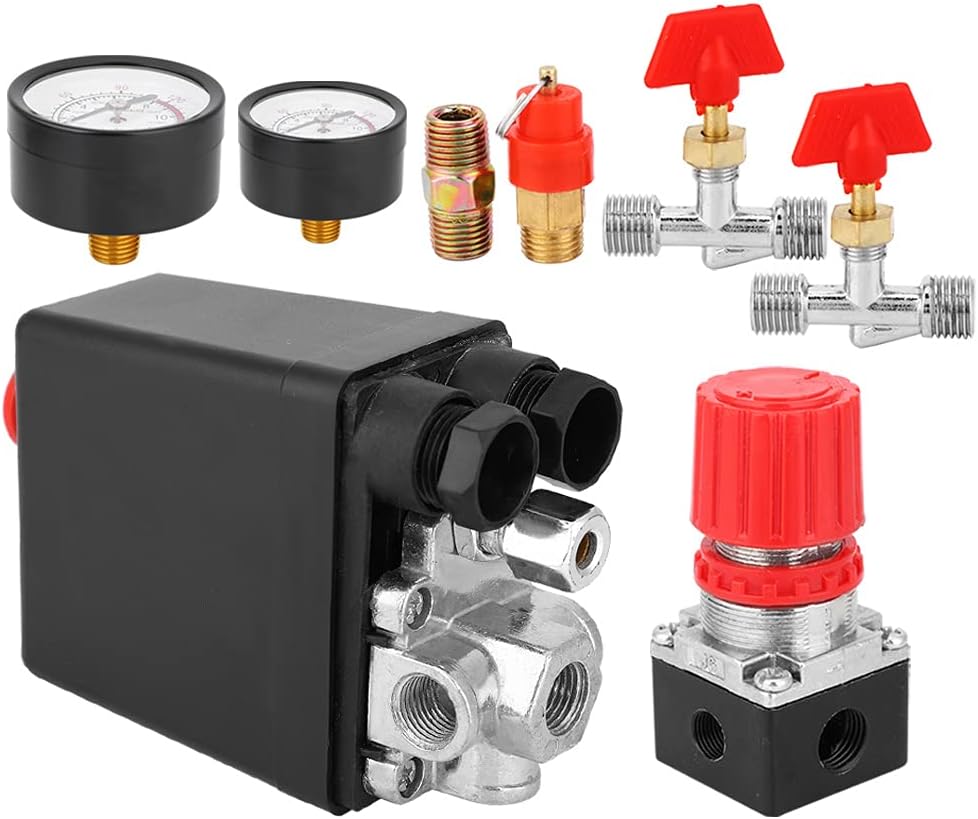 Air Compressor, 0.05 to 1.2 MPa Control Valve Assembly G2-1/4 Inch Square Air Compressor with Four Holes Partial Replacement Parts Suitable (Square Four Holes)