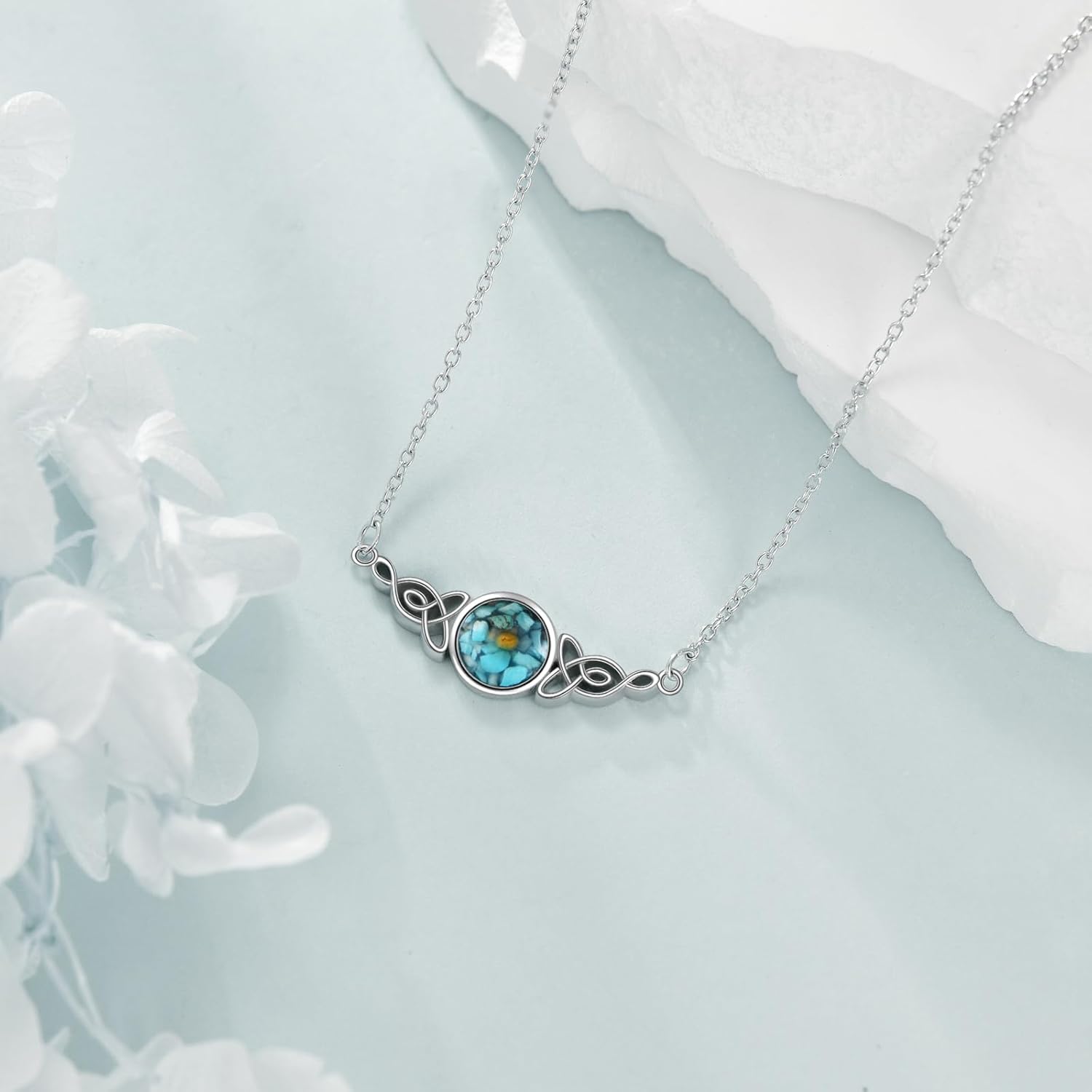 POPLYKE Sterling Silver Mustard Seed/Scottish Thistle Flower Leaf Pendant Necklace Jewelry Gift for Women - Image 4