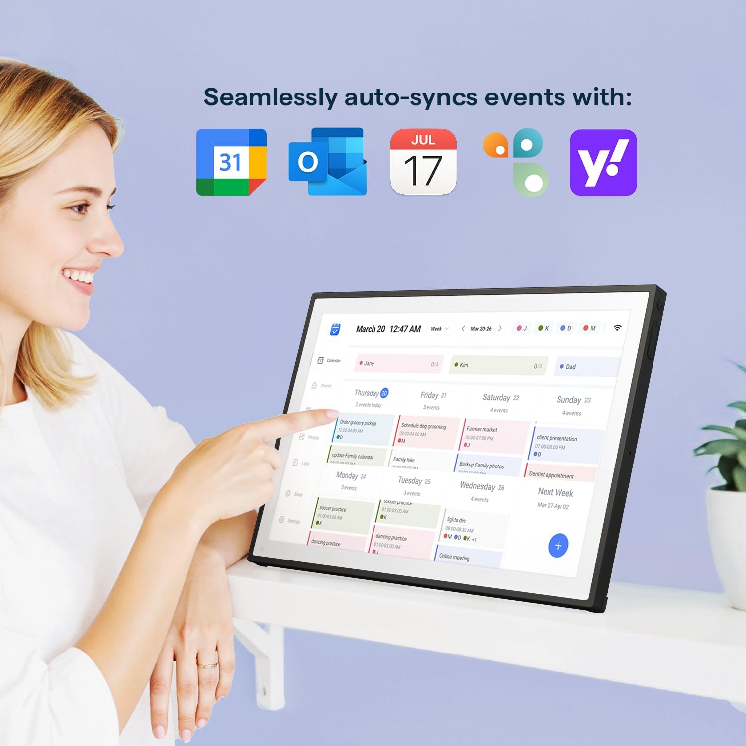 Digital Calendar, Smart WiFi Electronic Calendar&Chore Chart, IPS Touch Screen HD Display for Family Schedules, Share Moments Instantly from Anywhere (Black, 10.1)