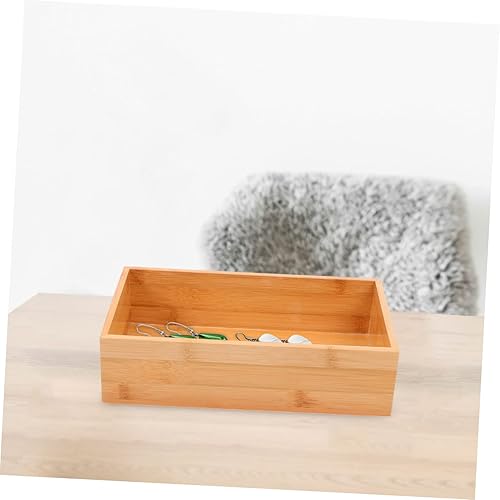 Miniatura 9 de Caja de almacenamiento de bambú, organizador de oficina, contenedor para encimera, utensilios de cocina, organizador de almacenamiento, tapa