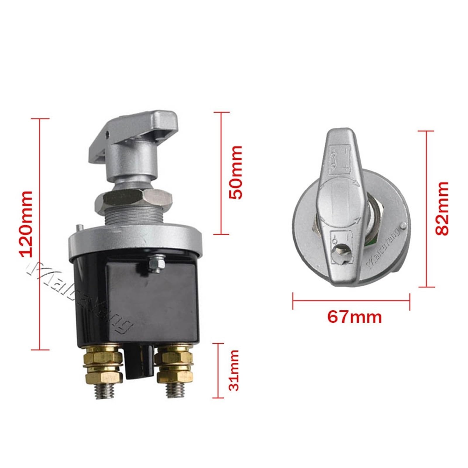 Aislador del desconector del cortador del circuito de la batería del interruptor de la masa de la batería resistente con el ojo de la cerradura(With black bracket)