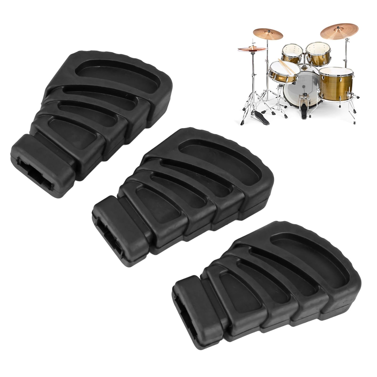 3 Stuks Drum Rubberen Voeten, Bas Snare Hardware Stoelen Bekkenstandaard Beugel Rackpads Benen Vervanging Percussie Onderdelen Zwart(WC10
