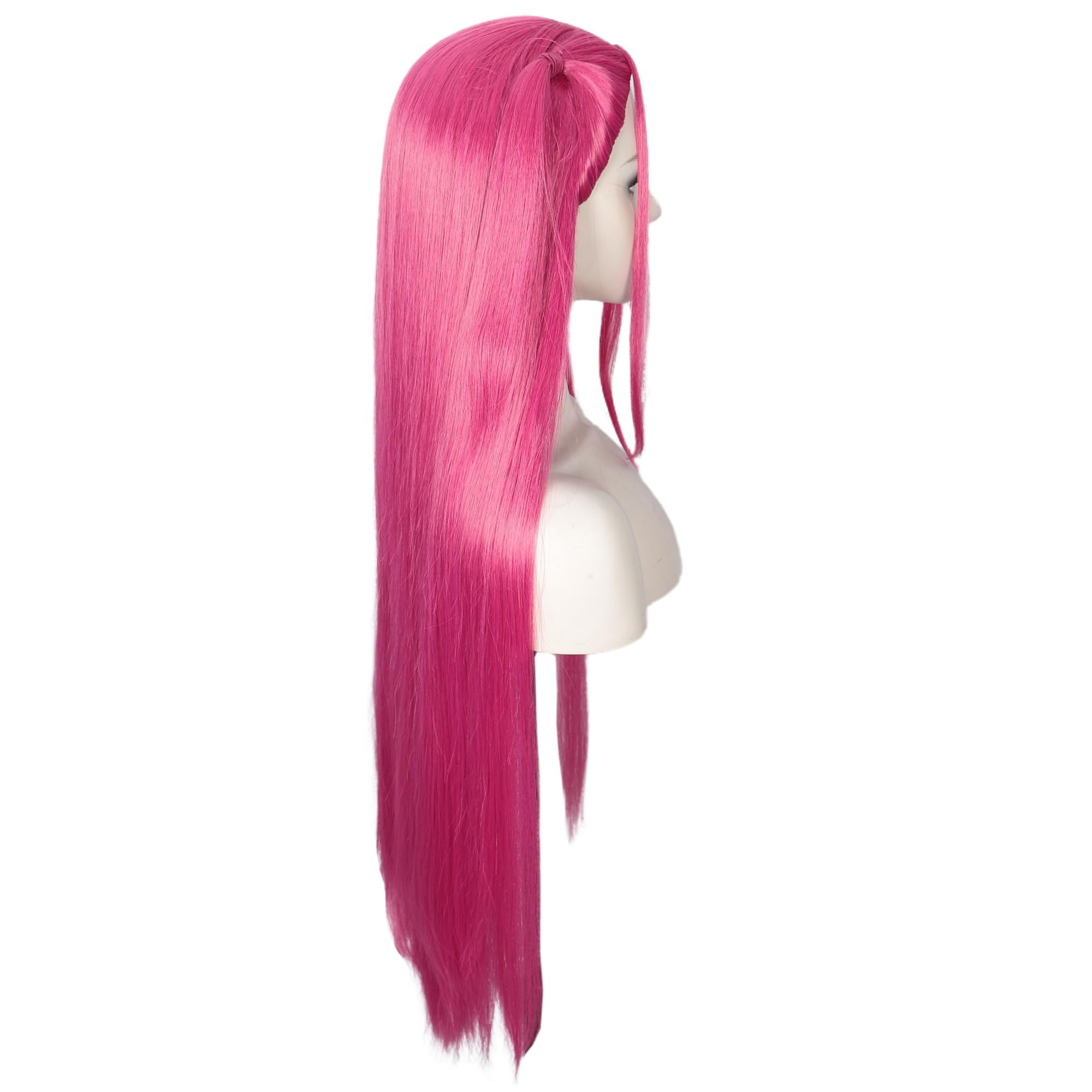Linfairy Long Straight Red Pink Wig Halloween Costume Party Cosplay Anime Wig for Women (Pink), 54-61cm - Image 2