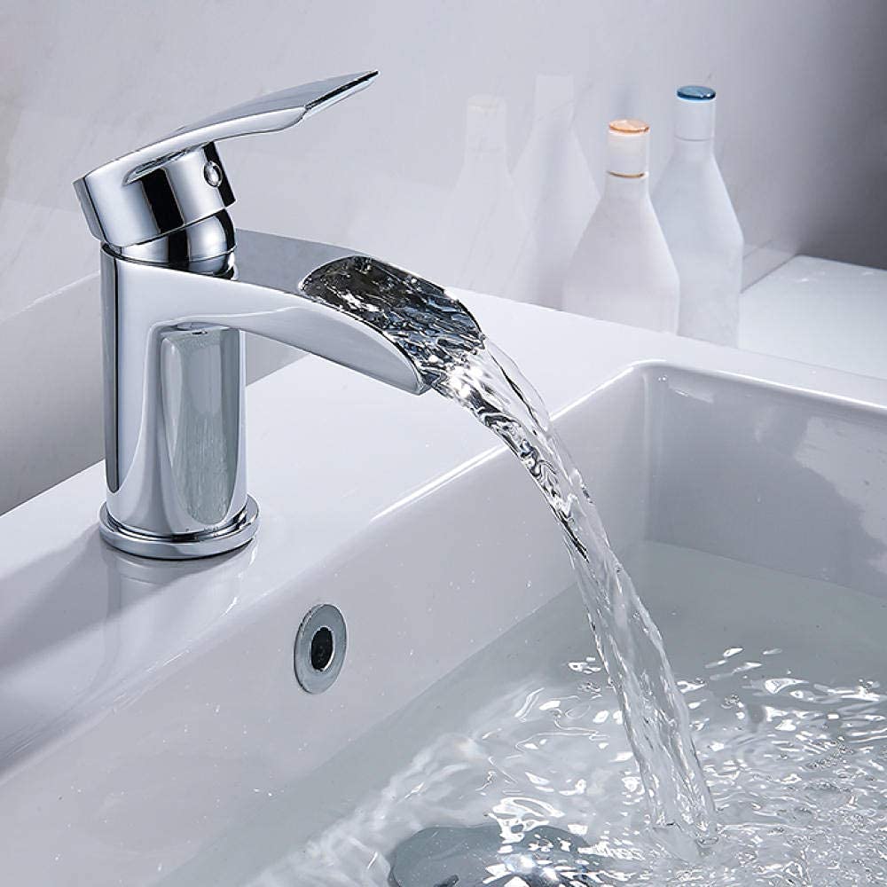 ZQFHSX Water- Bathroom Sink Kitchen Basin Faucet Waterfall Hot Cold Water Mixer Deck Mounted Faucet/Basin Beauty Comes
