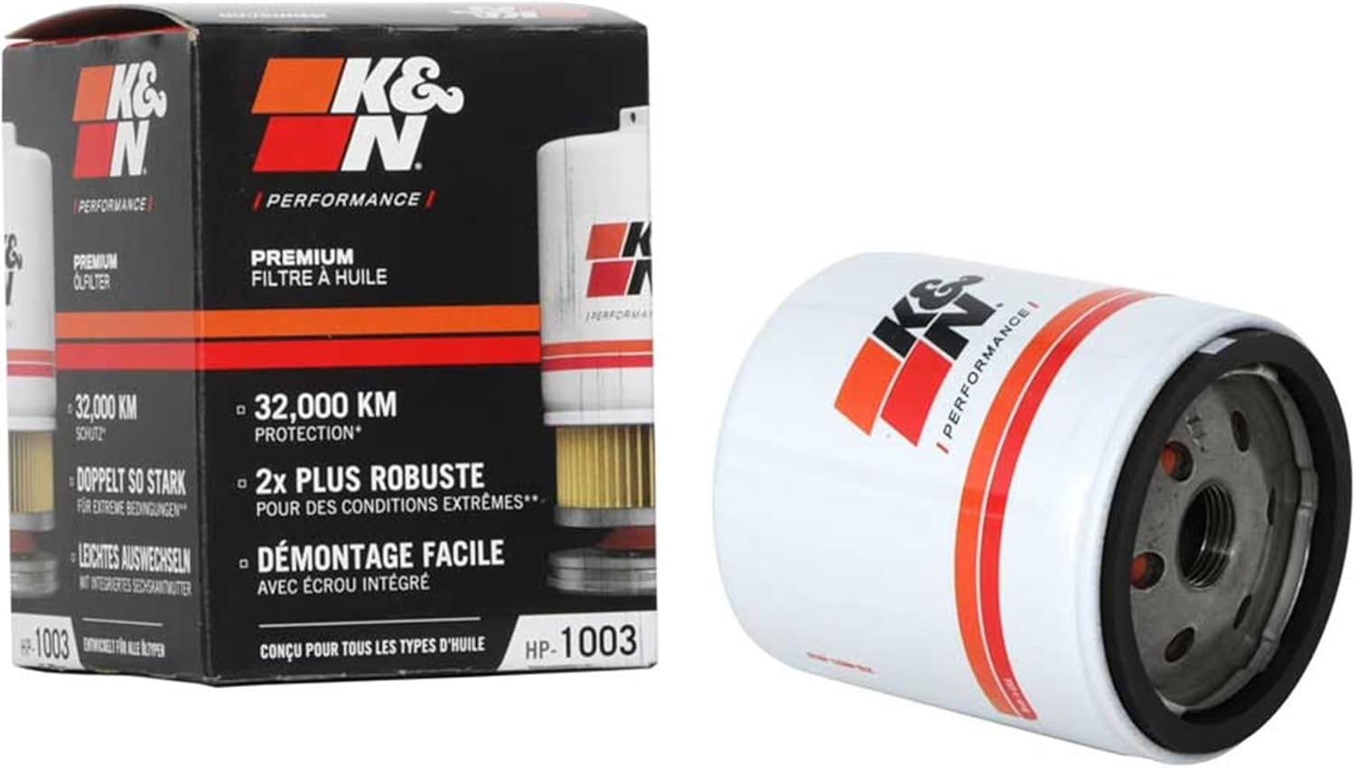 K&N Premium Oil Filter: 20,000 Mile Engine Protection with Wrench Off Nut: Compatible with Select TOYOTA/LEXUS/SUZUKI/CHEVROLET Vehicle Models (See Product Description for Select Models), HP-1003