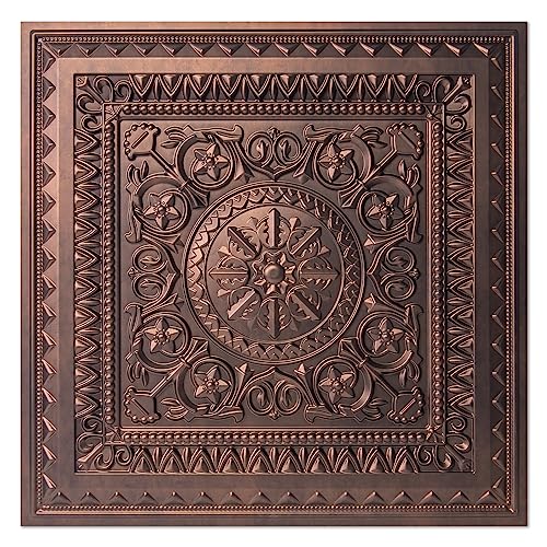 Image of Art3d Drop Ceiling Tiles, Glue up Ceiling Tiles, 2'x2' Plastic Sheet in Antique Copper (24-Pack, 96 Sq.ft)