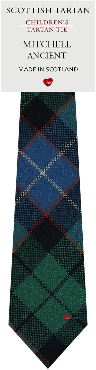 I LUV LTD Boys All Wool Tie Woven And Made in Scotland in Mitchell Ancient Tartan