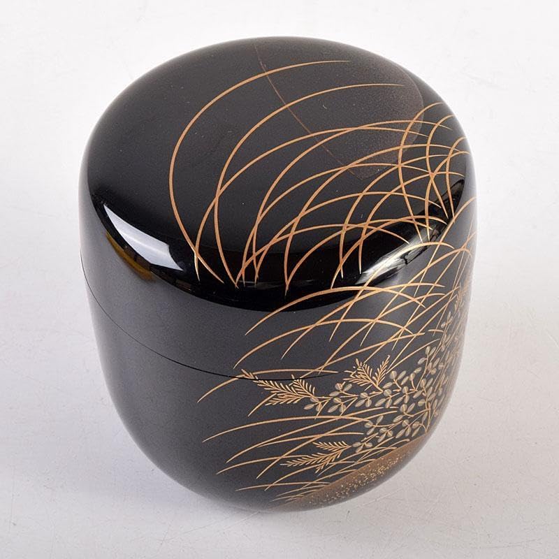 高崎秋峰作 輪島塗 黒中棗 共箱