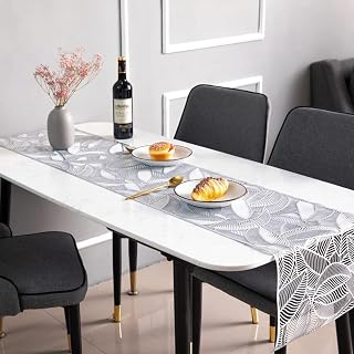 PVC-Tischläufer, hohl, rutschfeste Blätter, dekorative Tischsets, Tischset für Zuhause, Party, Küche, Esszimmer, Hochzeitsdekoration (180 cm x 35 cm) (Silber)