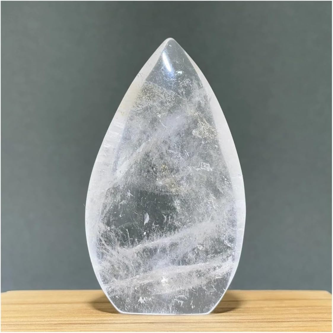 Crystal Stone Transparent White Crystal Free-Form Torch Natural Mineral Home Decoration Crystal Stone Holder Necklace(89g 71mm)