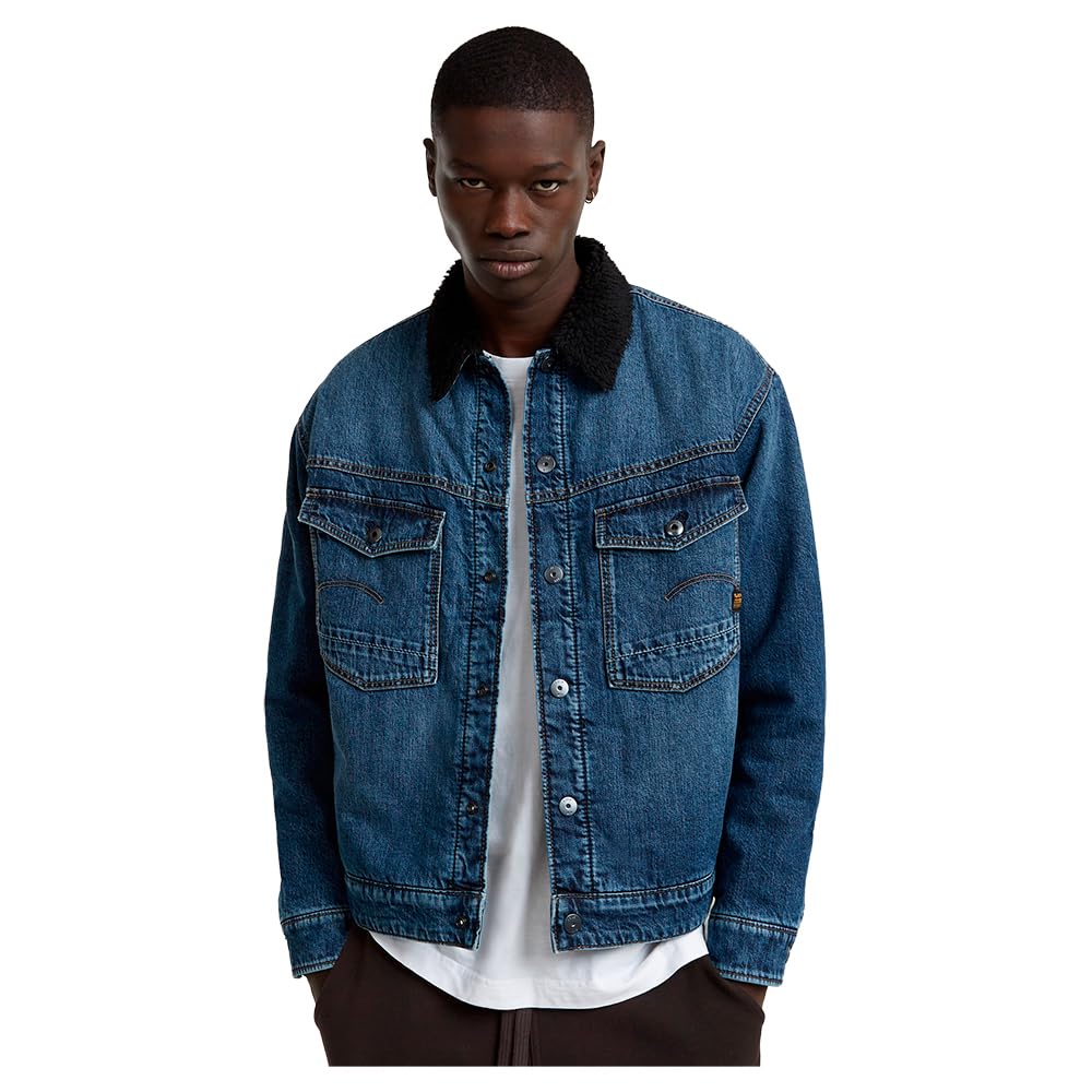G-Star Men's Dakota Sherpa Jacket, Blue (worn in waterspouts D25138-D536-G804), L