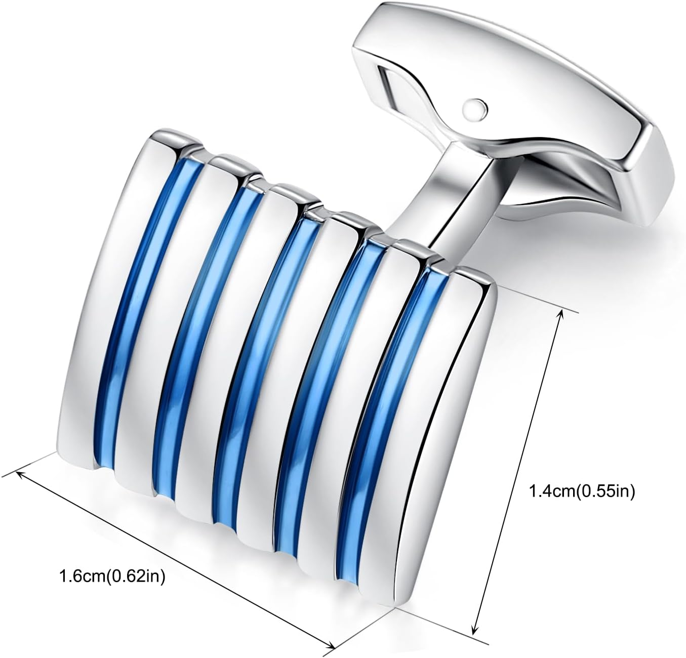 HONEY BEAR Rectangle Striped Cufflinks for Mens Business Wedding Gift Blue