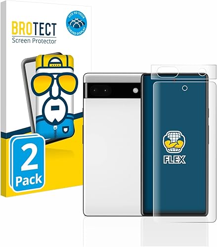 brotect Protector de pantalla curvado 3D compatible con Google Pixel 6a (frontal + cámara) (paquete de 2) - Cobertura de pantalla completa