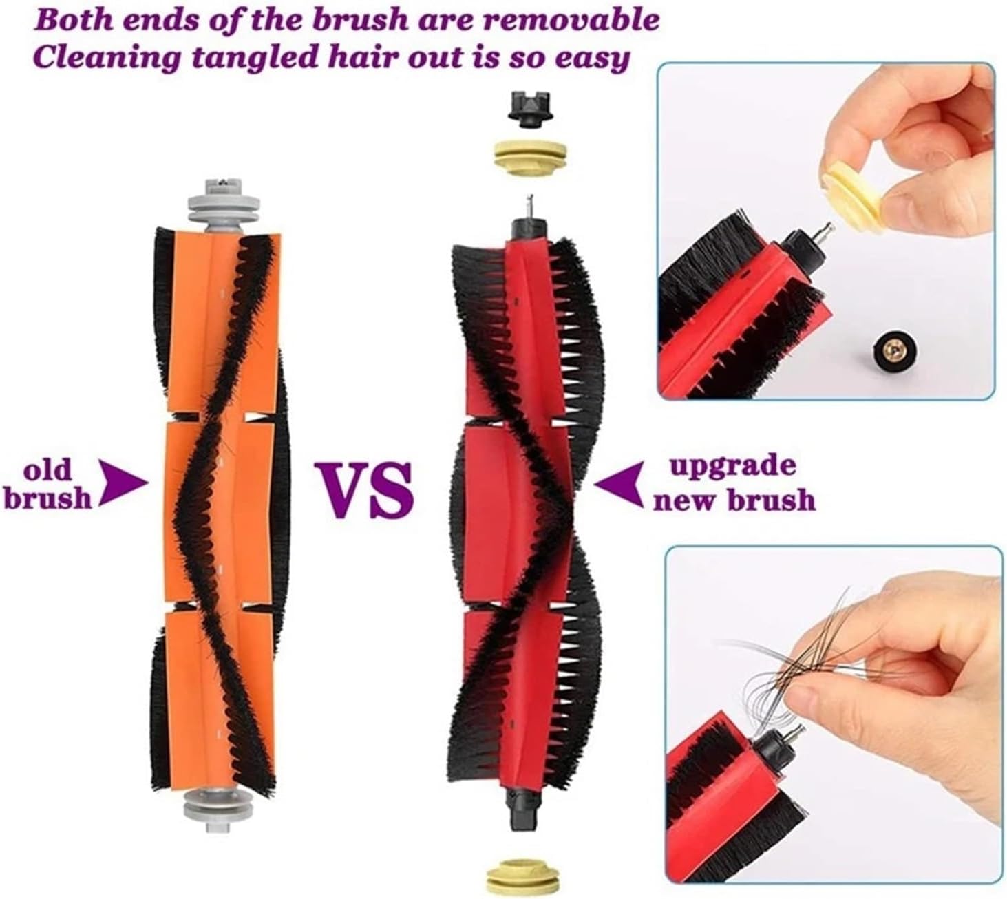 Vacuum Cleaner Accessory Kit.Detachable Roller Main Brush.HEPA Filter.Side Brushes.Mop Pads.Compatible for Xiaomi MI.Compatible for Roborock S5 Max S6 Max S6 Maxv S50 S51 Robot Vacuum Cleaner (Color