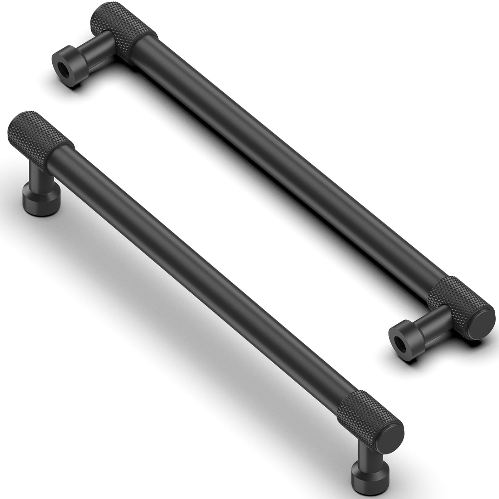 Asimerdeco 10 Pack Matte Black Knurled Cabinet Pulls 7.5 Inch(192mm) Kitchen Cabinet Handles Cabinet Hardware Drawer Pulls
