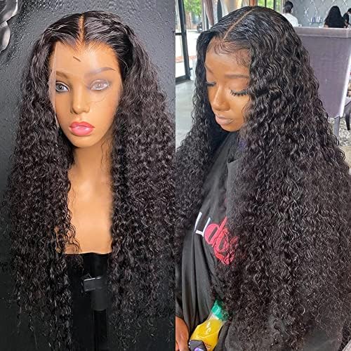 Healthair 34inch 360 Lace Front Wigs Human Hair Pre Plucked HD Transparent Deep Wave Lace Front Wigs Human Hair 150% Density Wet And Wavy Human Hair Wigs for Black Women Can make Ponytail and Updo (34inch)