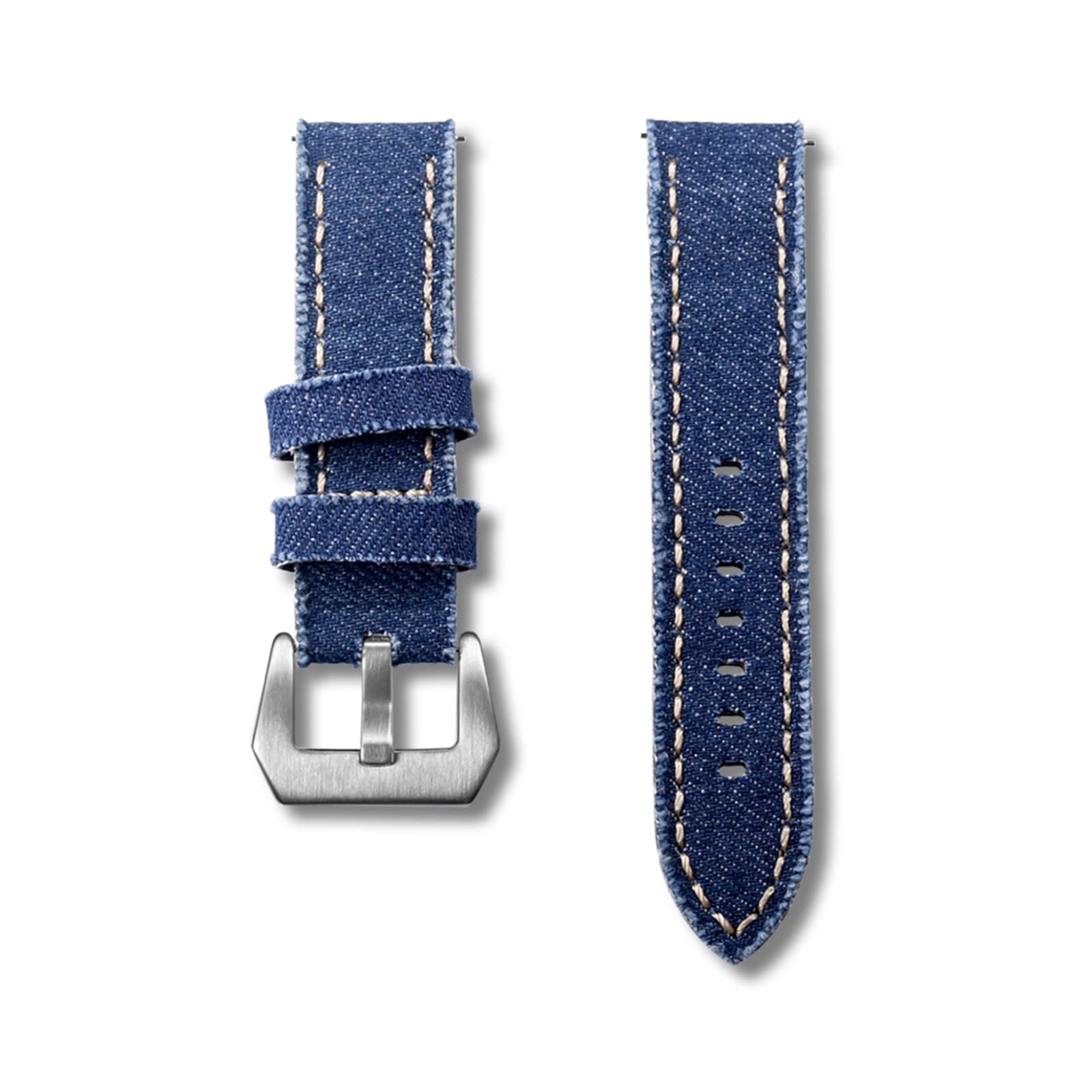 Canvas Watch Bands Release Quick Denim Blue Due pezzi Orologi cinturini Matt Acciaio Fibbia 20mm 22mm 24mm(Khaki,24mm)