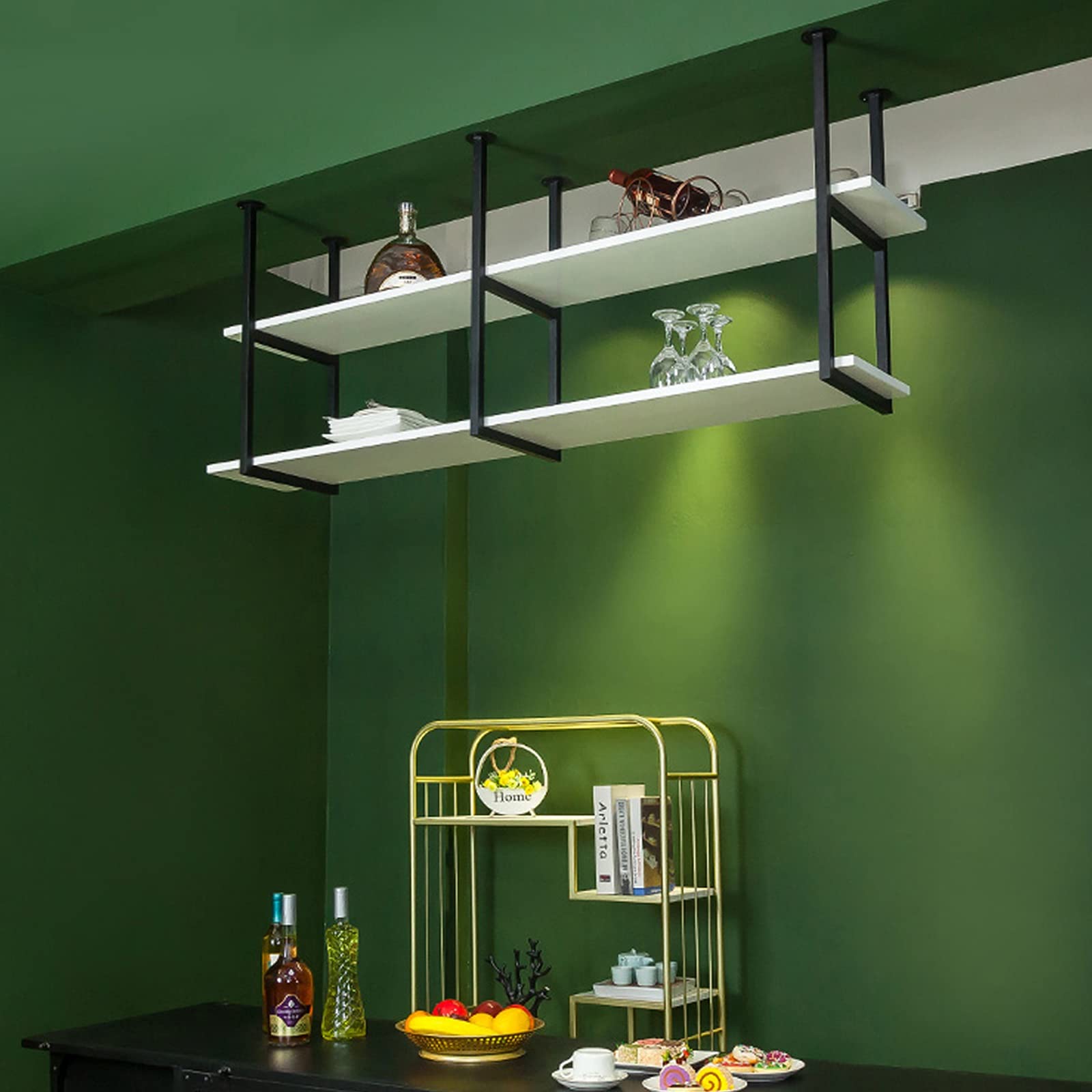 LOFT Nordique étagère de plafond en fer forgé au design épuré pour intérieur élégant