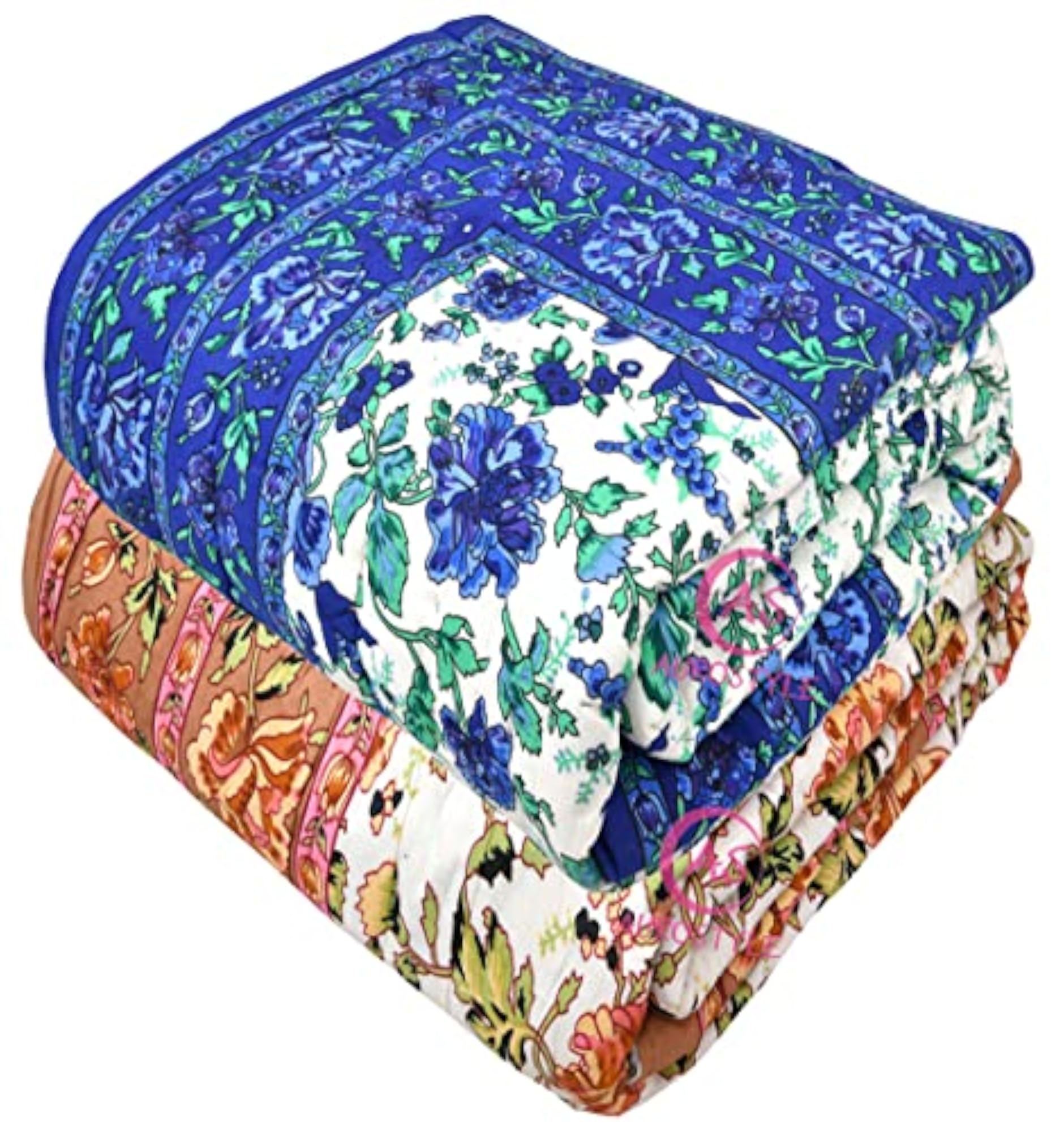 Pure Cotton Jaipuri Design Printed Single Bed Quilt Set