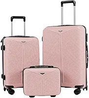 Kit 3 Mala e Frasqueira De Viagem 14 20 24 Polegadas 10Kg e 23Kg Bordo Despacho P4 (Rose Gold)