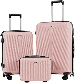 Kit 3 Mala e Frasqueira De Viagem 14 20 24 Polegadas 10Kg e 23Kg Bordo Despacho P4 (Rose Gold)