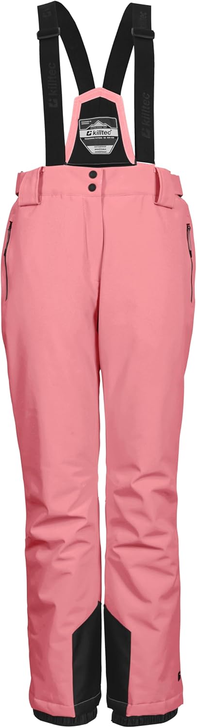 killtec KSW 249 WMN Ski PNTS_ERIELLE Womens Ski Trousers with Removable Straps, Edge Protection and Snow Guard, Light Pink, 48, 43428-000