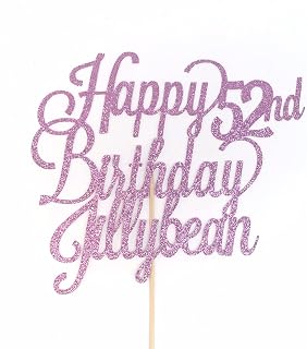Atelier Elegance ANY NAME Happy 52nd Birthday Cake Topper, Custom Birthday Cake Topper, 52
