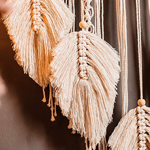 Boho Traumfänger,Makramee Traumfänger Dreamcatcher Handgefertigt Wandbehang Bohemian Dekoration für Schlafzimmer Wohnzimmer Hochzeit Baby Shower Home Decor Mädchen Kinder Geschenk,3 Blätter Mandala