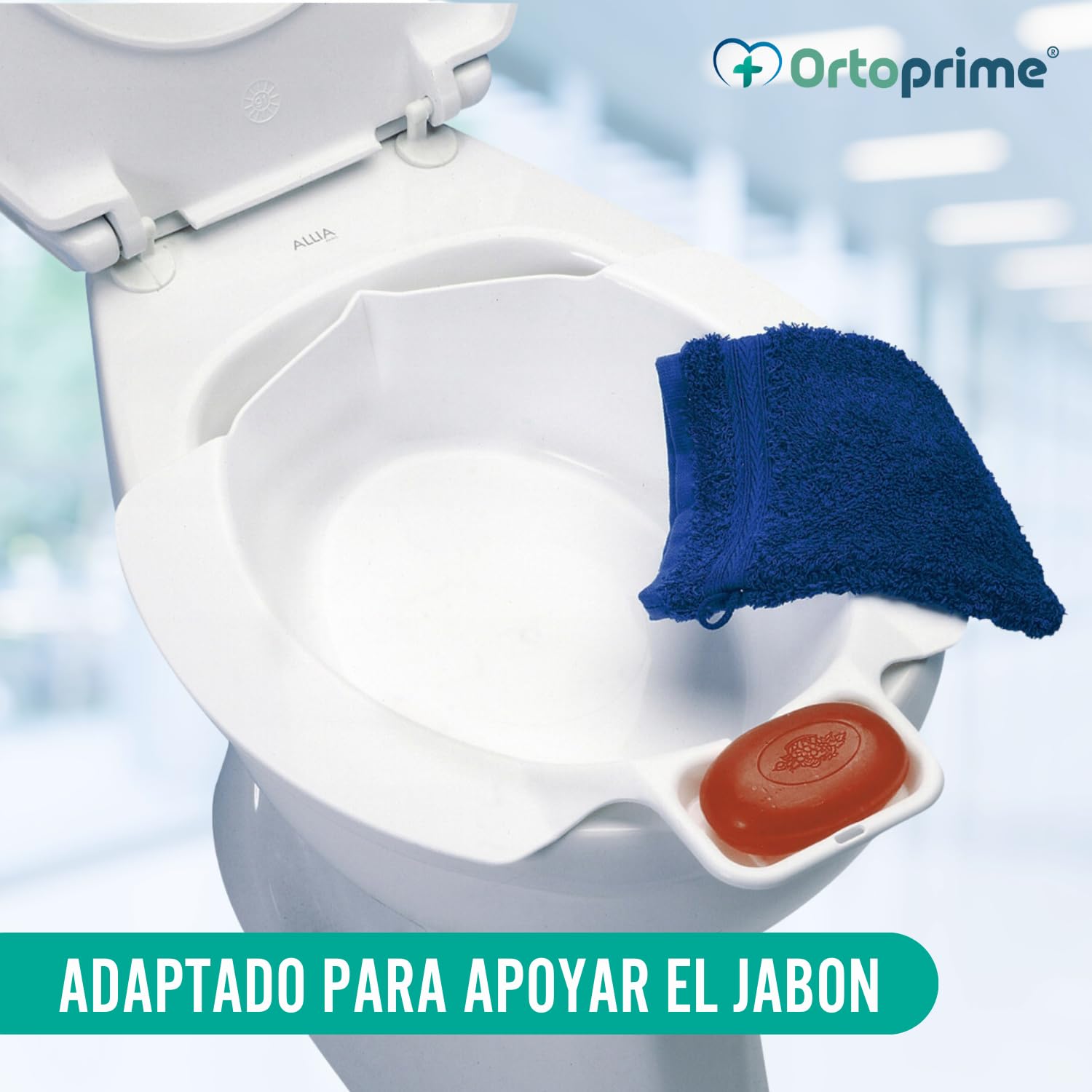 OrtoPrime Bidet Portátil Wc | Bidé Sanitario Acoplable al Inodoro | Medidas Universales: 40 x 37 x 11 Centímetros | Peso soportado 120 Kilogramos