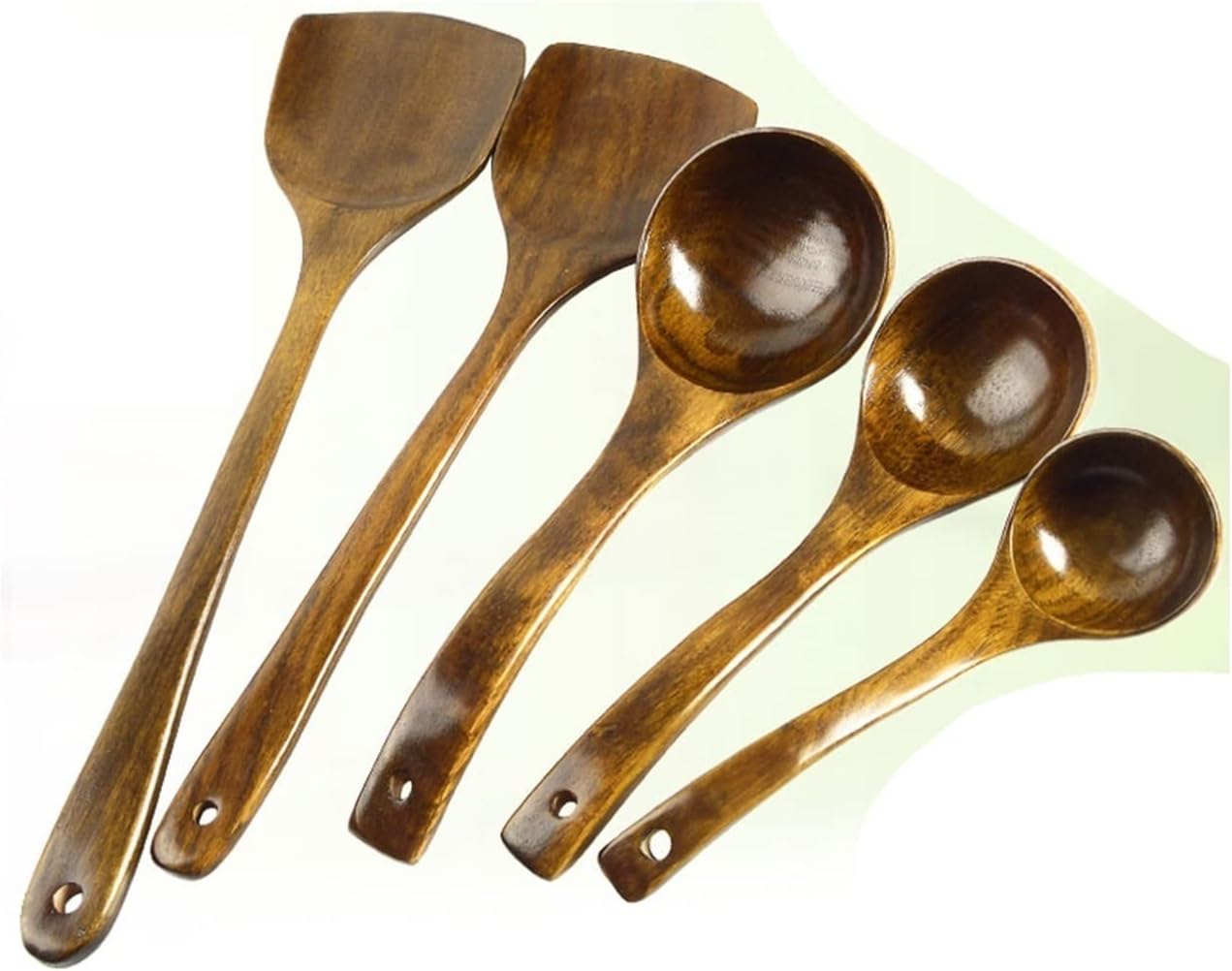 Cooking Spoons Spatulas 5 Pieces Wood Kitchen Utensils Sets Cooking Tool & Gadget Sets