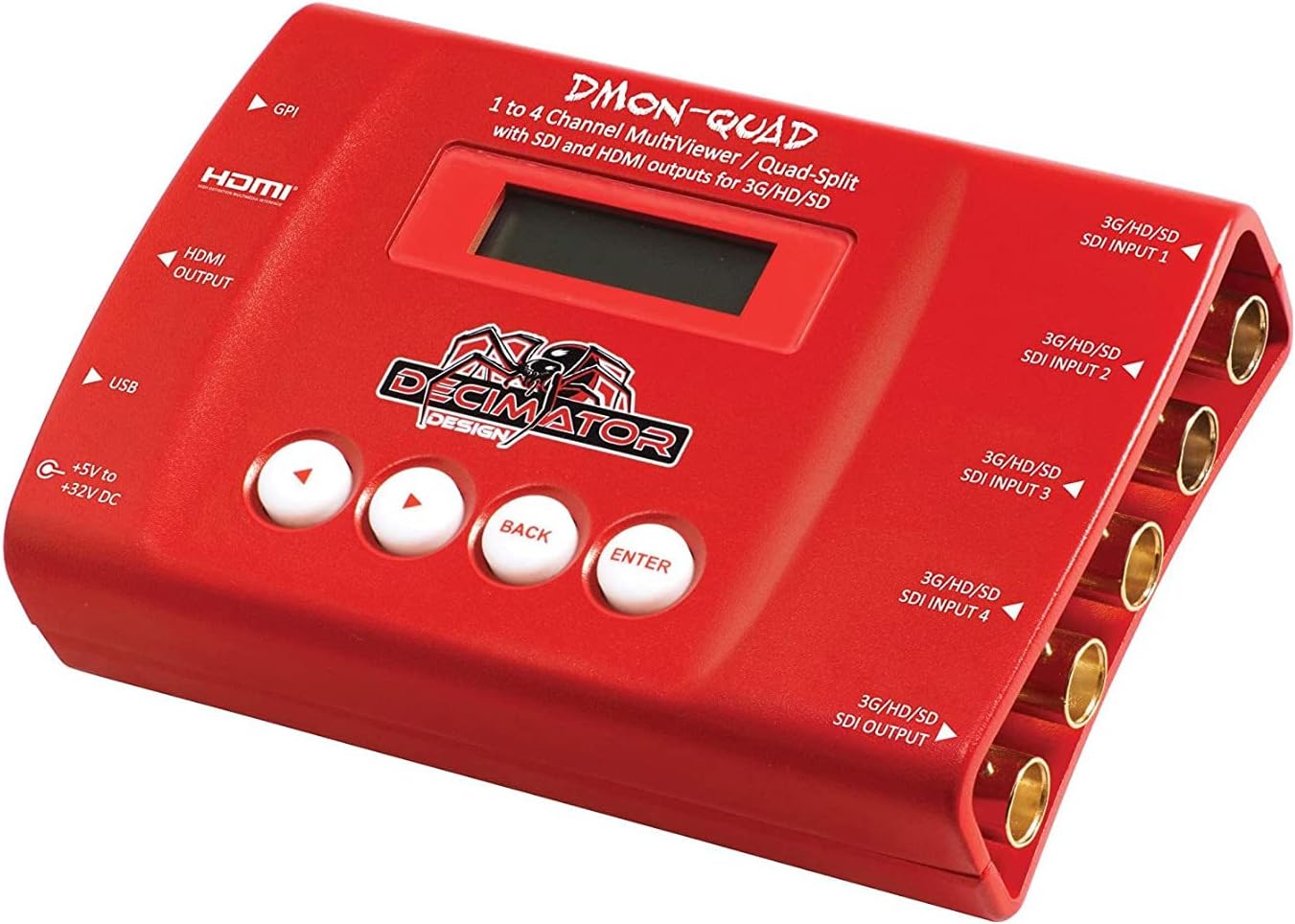Decimator DMON-Quad 4-Channel 3G/HD/SD-SDI Quad Split Multiviewer with HDMI Outputs
