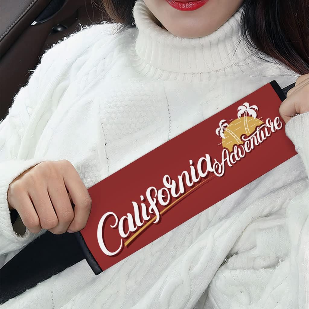 California Adventure Car Seat Belt Pads - Cute Seat Belt Covers - Illustration Seat Belt Covers