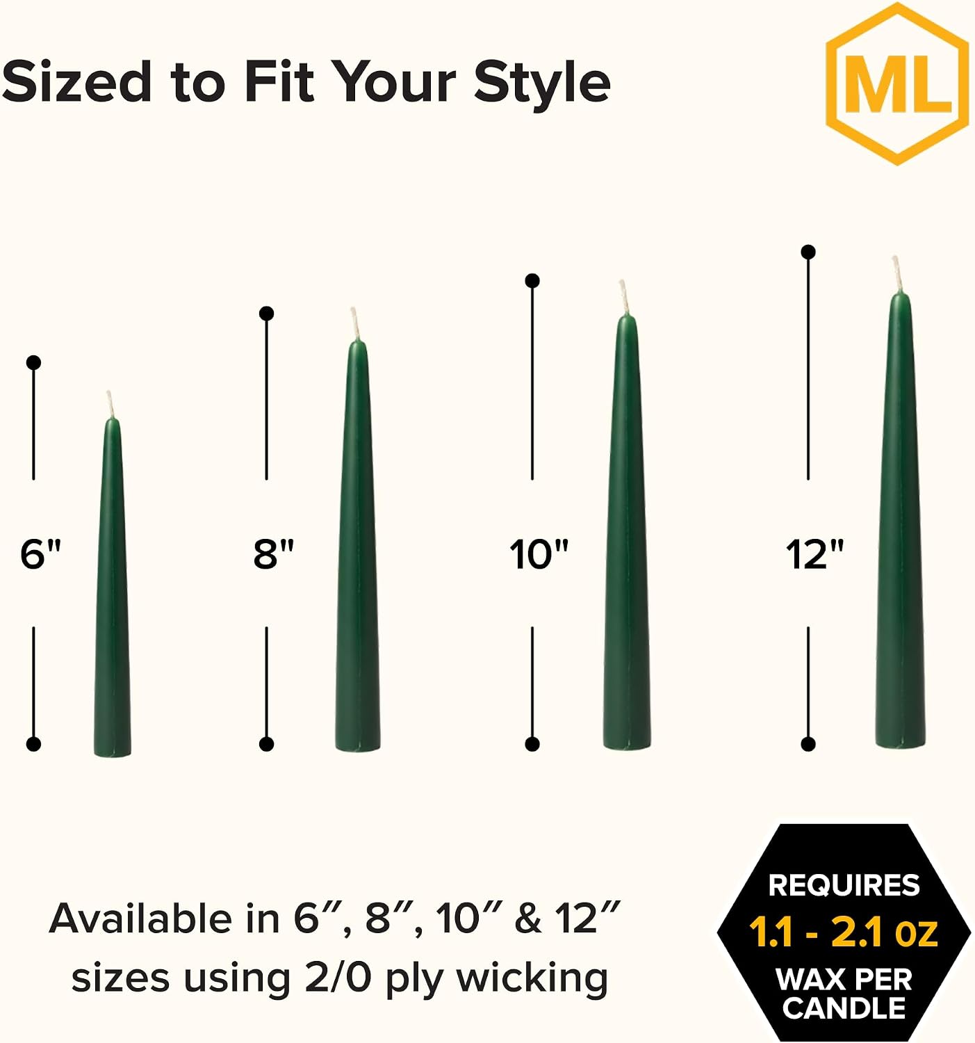 Mann Lake Candle Flex Mold for Taper Candles, Reusable Waterproof Polyurethane Blend Mold for Wedding, Holiday, Decorative Candles, Long Lasting, Easy Release, Made in The USA, 6-Inch