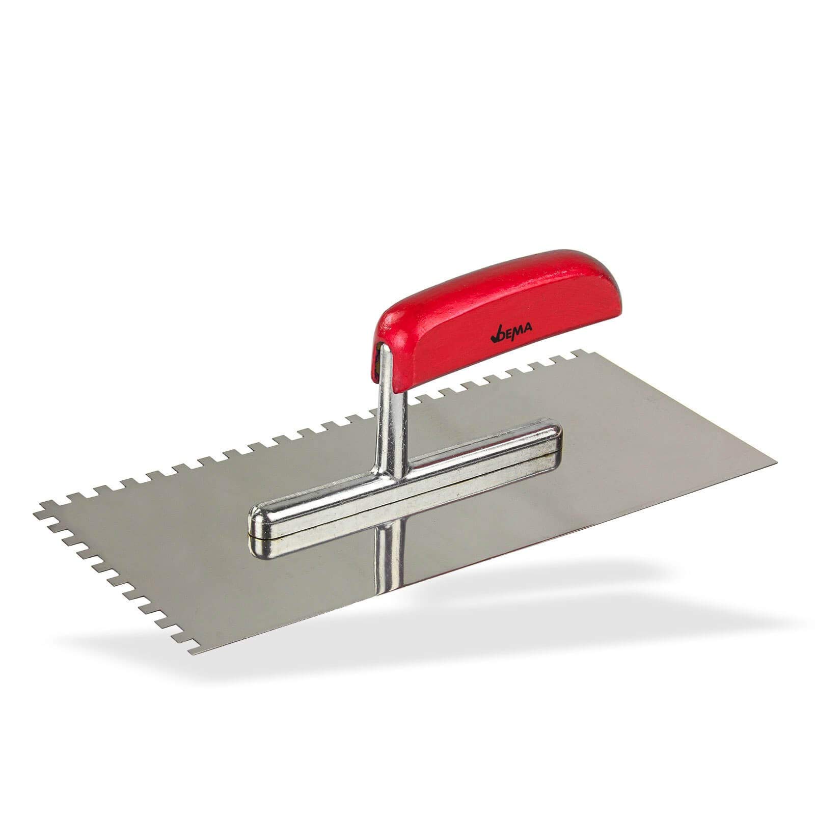 Lissoir Set 4 pièces, 280 x 130 mm, unterschiedlich denté, ungezahnt, en acier inoxydable, avec manche en bois