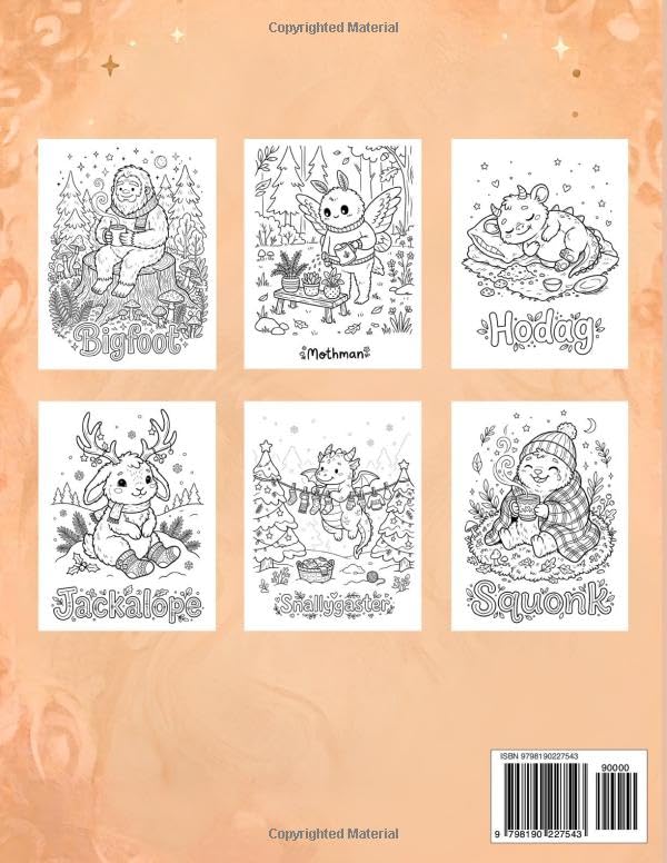 Cozy Cryptids Coloring Book: Cute Scenes with Bigfoot, Mothman, Nessie & Many More! Fun for All Ages, Includes Cryptid Names image 3