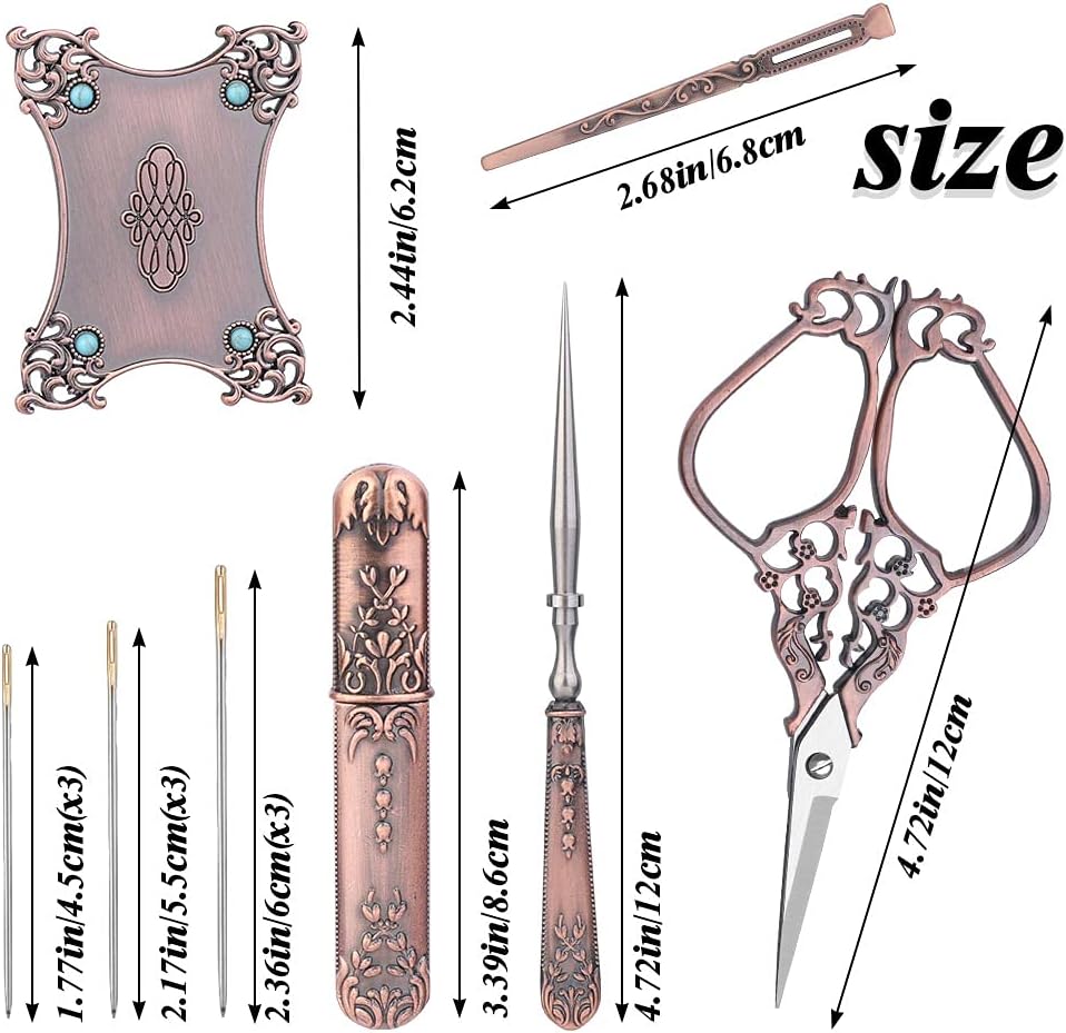 SHWAKK Embroidery Scissors Kit, Vintage Scissors with European Style, Vintage Sewing Kit for Crafting, Sewing, Needlework, Handcraft DIY Tools(Bottle Shape)