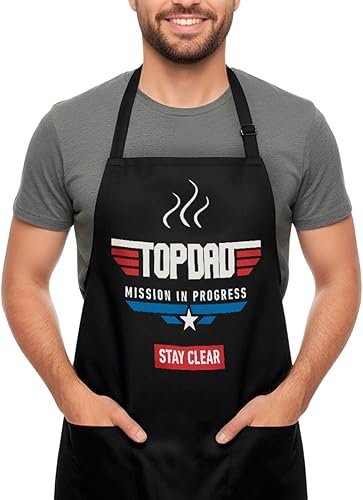 Miniatura 9 de BARTME DESIGN Divertido delantal de cocina envuelto en bolsa reutilizable con cordón, cocinero para hornear a la parrilla, 100% algodón, 8.47oz