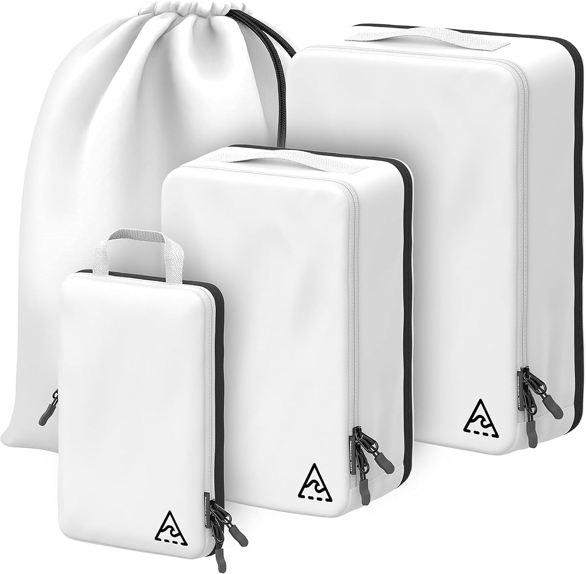 Juego de 4 cubos de bolsas de embalaje de compresión con diseño HybridMax de doble capacidad, cubos de embalaje para compresión de viaje para maximizar el espacio limitado de equipaje, color blanco