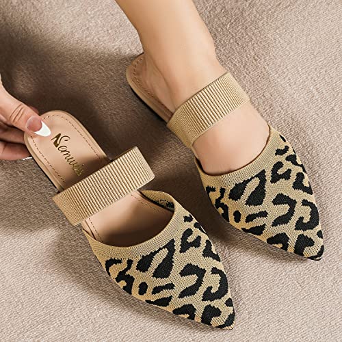 Semwiss Pointed Toe Mules For Women Flats,Backless Mule Sandals Comfortable Slip On Slides Loafers Knitted Mules Shoes Ladies Loafers Leopard Size 9 #TOP5